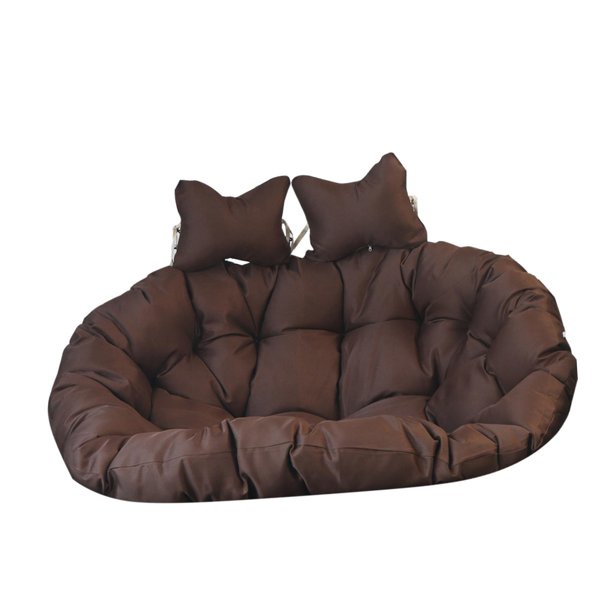 Cojín para silla colgante tipo cesta, cojín doble para silla tipo huevo, grueso y cómodo. Marrón