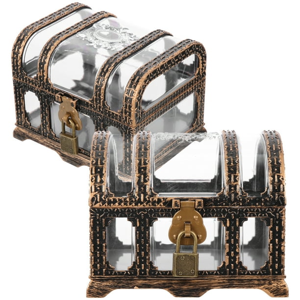 HOMEMAXS 2Sets Treasure Chest Box Pirate Keepsake Kid Toy Storage Box