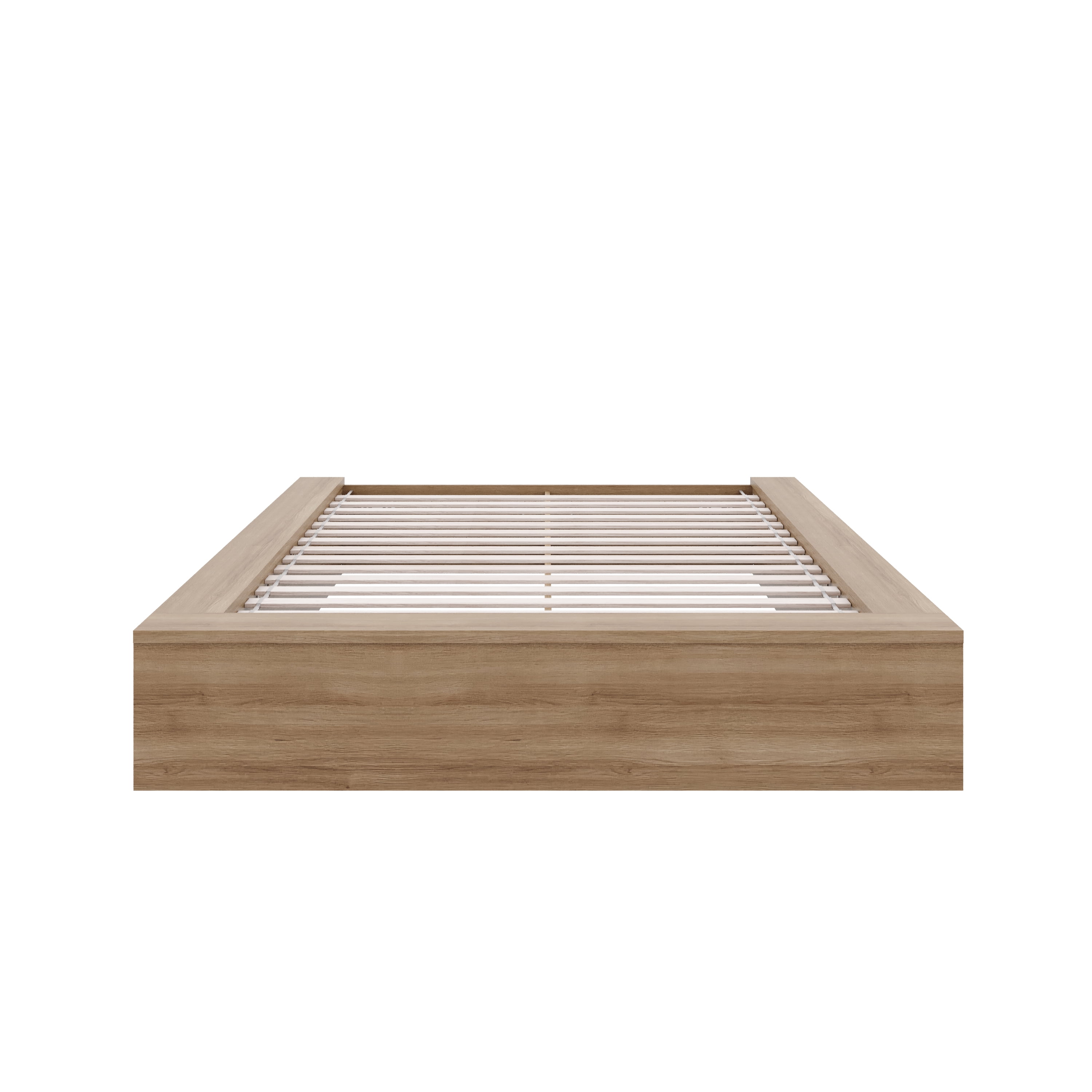 Nexera James Full Size Platform Wood Bed Frame, Brown Oak