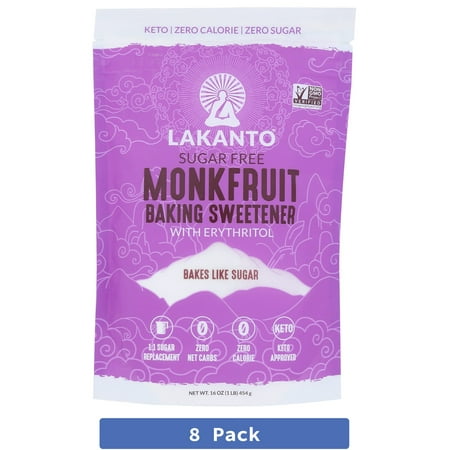 Lakanto Monk Fruit Sweetener 16 oz (Pack of 8)