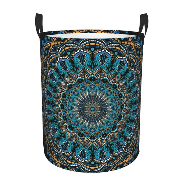 Fotbe Mandala Cesto de Ropa con Asas, Cesto Impermeable de Gran Capacidad, Bolsa de Lavado para Dormitorio, Cesto de Ropa con Ruedas y Asas-Medium