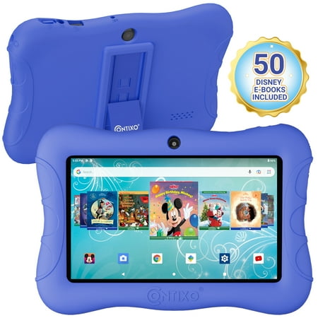 Contixo 7" Kids Tablet 32GB, 50+ Disney Storybooks, Protective Case w/ Kickstand, (2024 Model) - Dark Blue