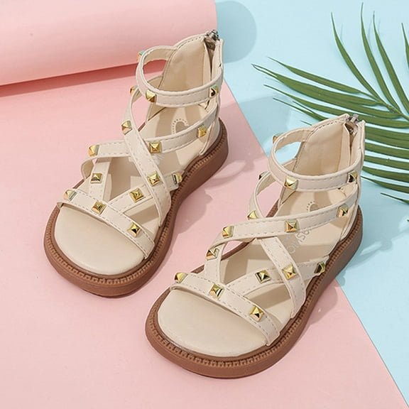 MEZZALL Child Girls Sandals Everyday Casual Outdoor Activities Comfortable Toddler Footwear Open Toe Comfort Adorable Casual Kids Princess Shoes Solid Color Toddler Footwear