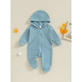thumbnail image 2 of Caoirhny Baby Girls Boys Autumn Hooded Jumpsuit Solid Color Long Sleeve Zipper Closure Casual Romper, 2 of 9