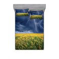 thumbnail image 2 of Nature Bedding Set with Sheet & Covers, Thunder Bolt Above the Seasonal Field Electric Vibes Mother Nature Theme Image, Printed Bedroom Decor 2 Shams, 4 Sizes, Yellow Blue, by Ambesonne, 2 of 3
