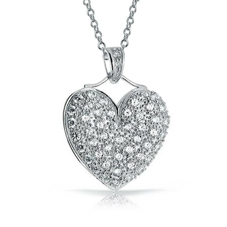 Large Pave Cubic Zirconia Cz Puff Heart Shape Pendant Necklace For Women Teen 925 Sterling Silver With Chain Canada - Large Silver Puffed Heart Pendant Large Pave Cubic Zirconia Cz Puff Heart Shape Pendant Necklace For Women Teen 925 Sterling Silver With Chain Canada - Large Silver Puffed Heart Pendant