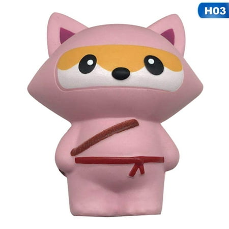 AkoaDa Squishy Slow Rising Toy, Ninja Fox and Ninja Panda Slow Rising Squishies Toy Stress Relief Toy Best Toy for Adult and Kids(