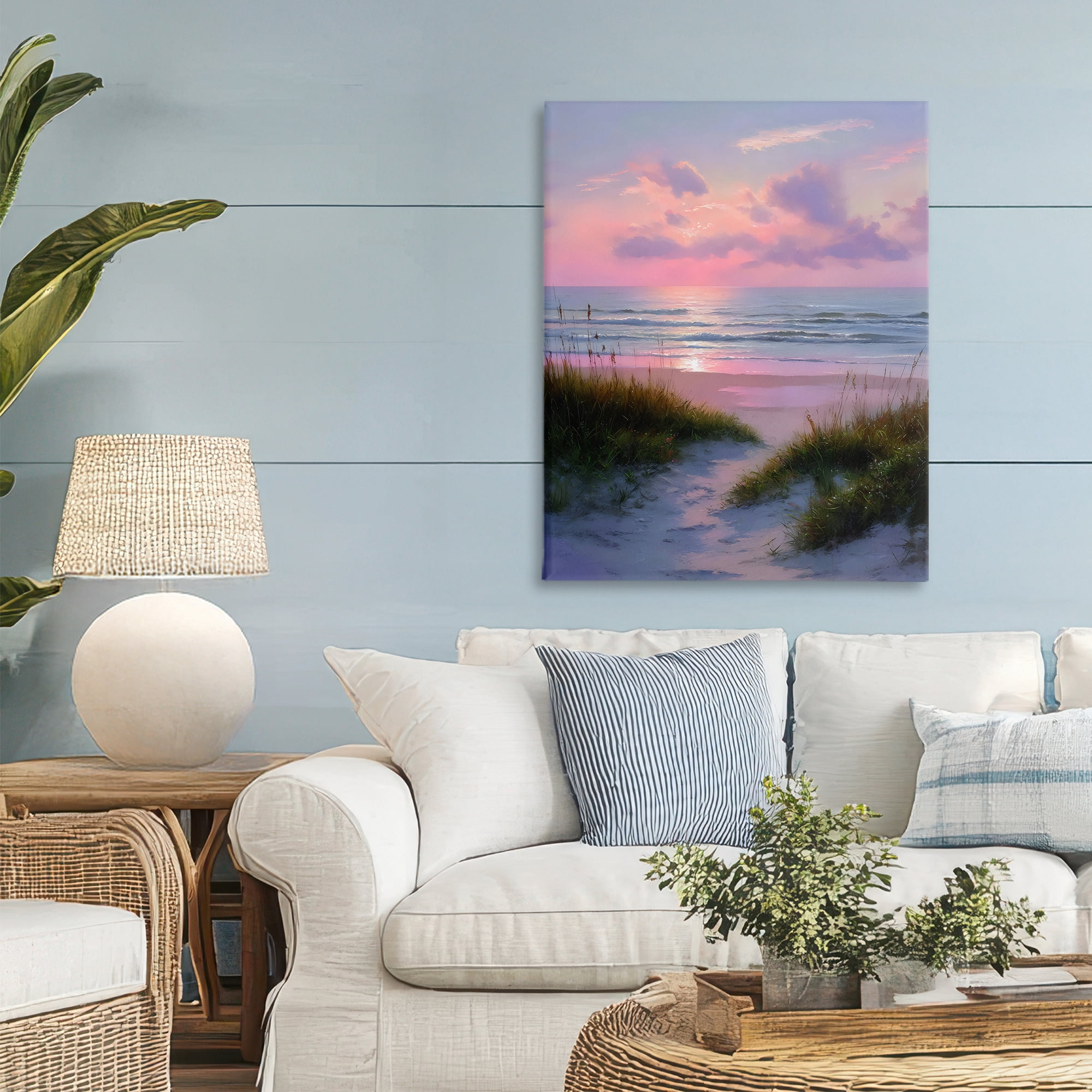 Stupell Industries Romantic Beach Sunset in Pink Canvas Wall Art, design by Franklyn Gregory