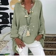 thumbnail image 2 of Blusa tipo camisa HUOGUO, talla grande, estampado floral, cuello en V, para mujer, 2 of 5