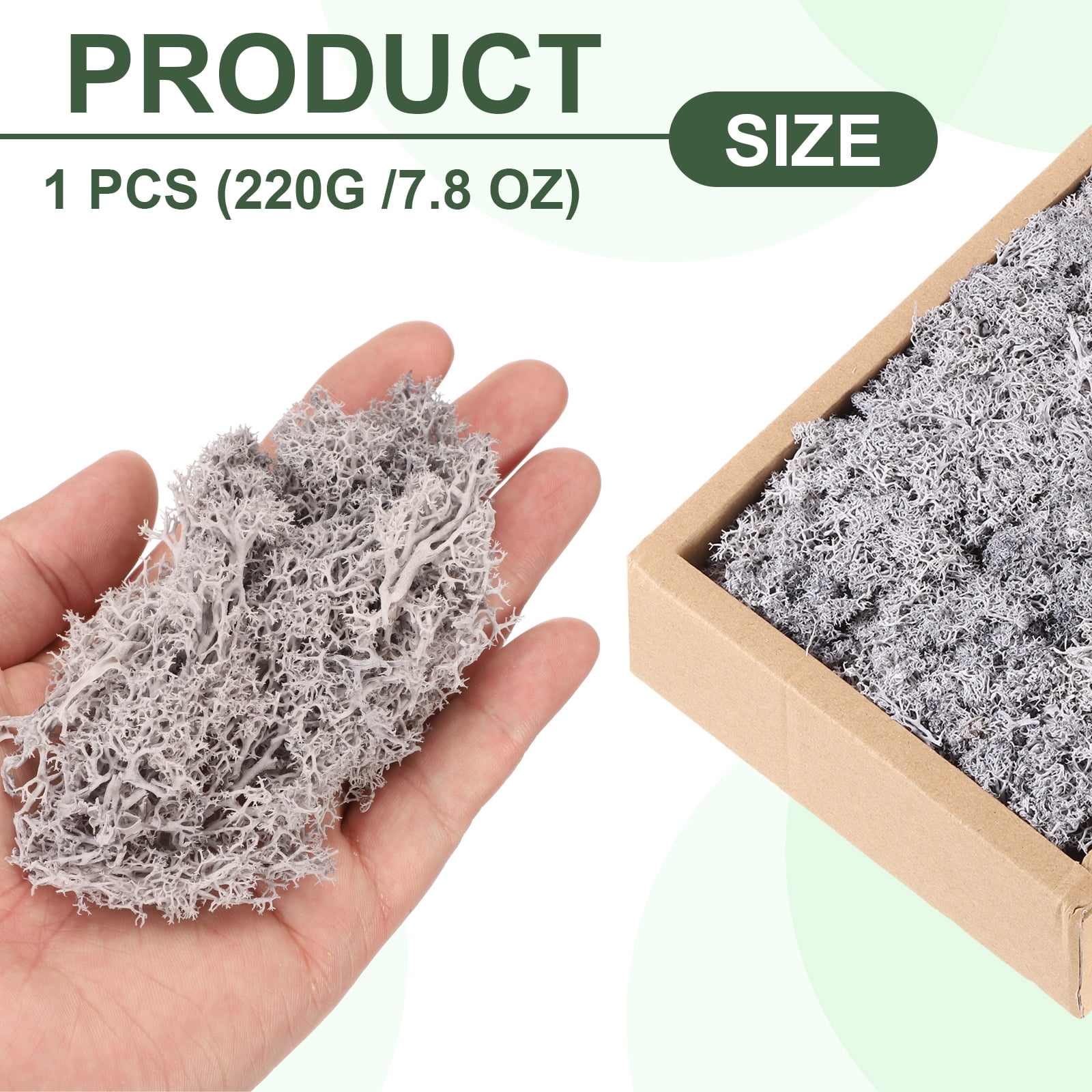 Uxcell 7.8oz Preserved Reindeer Moss Light Grey Decorative Artificial Fake Moss