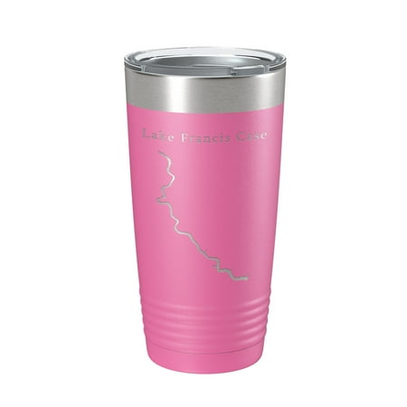 

Lake Francis Case Map Tumbler Travel Mug Insulated Laser Engraved Coffee Cup South Dakota 20 oz Pink