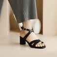 thumbnail image 4 of Sandalias de verano para mujer con tacones altos de cuero de microfibra de color sólido a la moda Wmkox8yii shjk7138, 4 of 9