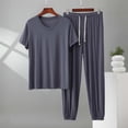thumbnail image 2 of Qingpeng Men's Pajama Set Soft Comfy Short Sleeve V Neck T Shirt and Pajama Pants Mens Loungewear Two Piece Sleepwear Set Size L-5XL, 2 of 6