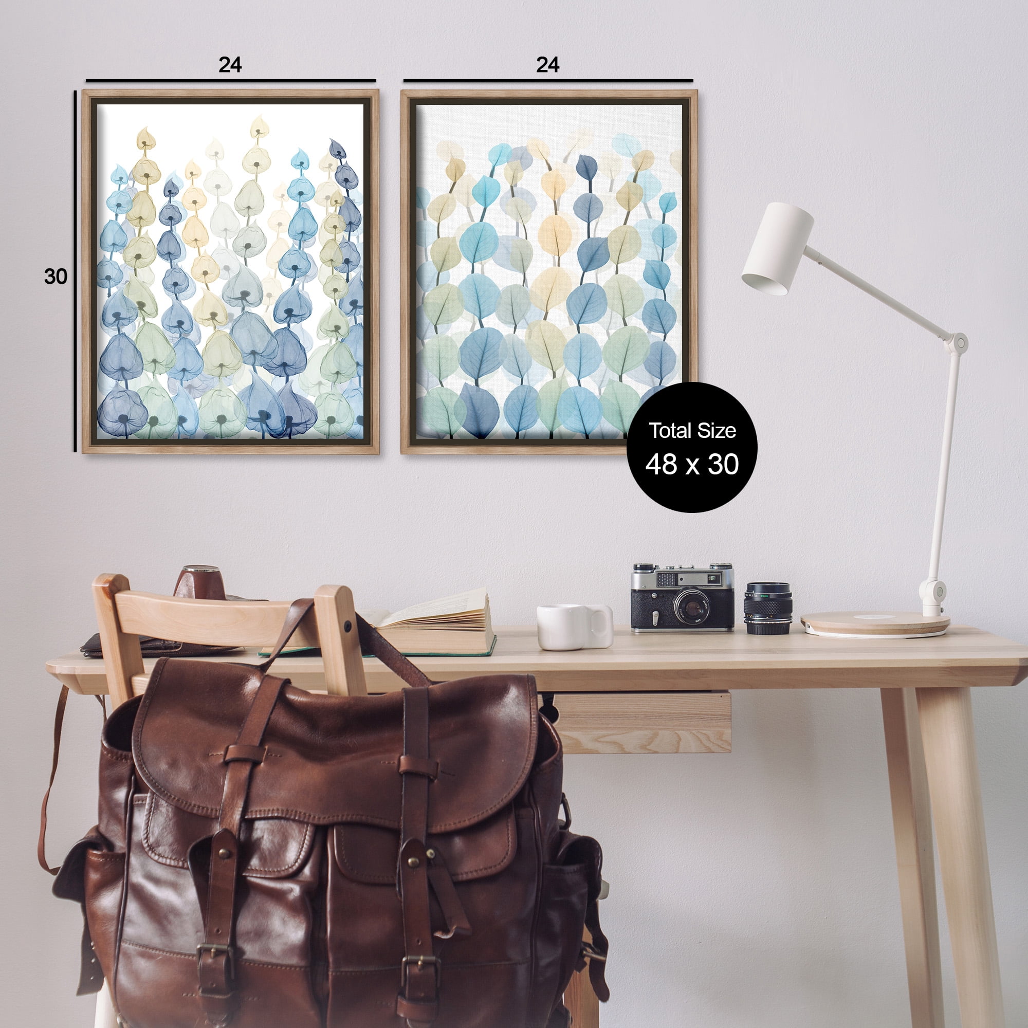 Stupell Industries Seaweed & Ocean Plants Pattern Abstract Painting Brown Floater Framed Canvas Art Print Wall Art, 25 x 31, Set of 2