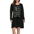 thumbnail image 4 of HDE Womens Sleepwear Cotton Nightgowns Long Sleeve Sleepshirt Print Night Shirt (Need Coffee, 2XL/3XL), 4 of 4