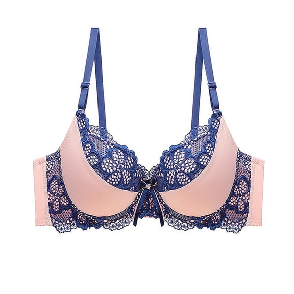 Women's Push Up Bra Underwire Lace Color Contrast Cute Comfortable Sweet Padded Bra