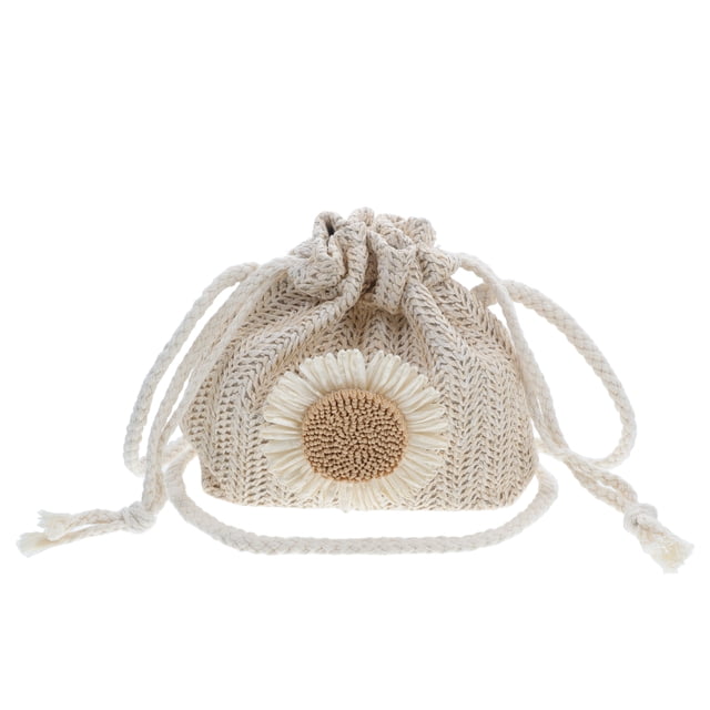 bolso bandolera tejido con dibujos animados, decorativo, moderno y portátil, para mujeres y niñas (blanco).