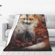 thumbnail image 1 of Fotbe Romantic Flower Fox Couple Manta de Franela Acolchonada con Estampado, Súper Suave y Esponjosa, Extra Grande para Sofá, Cama, Uso Todo el Año-40"x30", 1 of 7