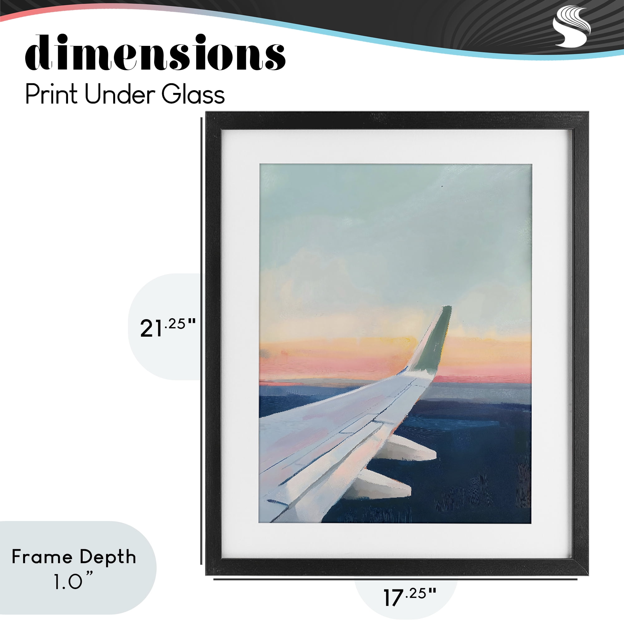 Stupell Industries Airplane Wing Sunset Black Framed Print Under Glass, design by The Prints Vibe