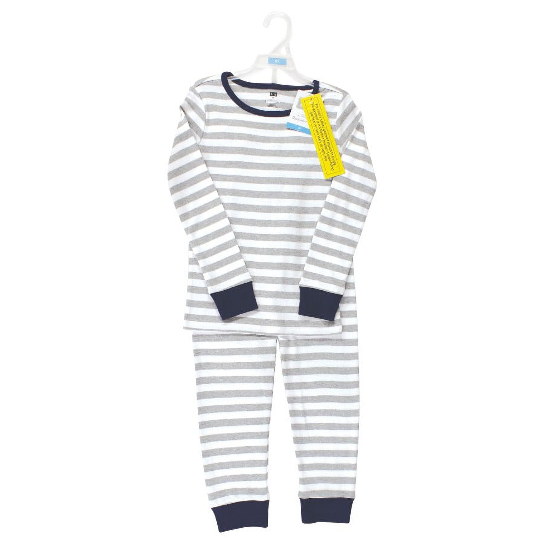 Hudson Baby Infant and Toddler Cotton Pajama Set, Gray Stripe Navy, 18-24 Months