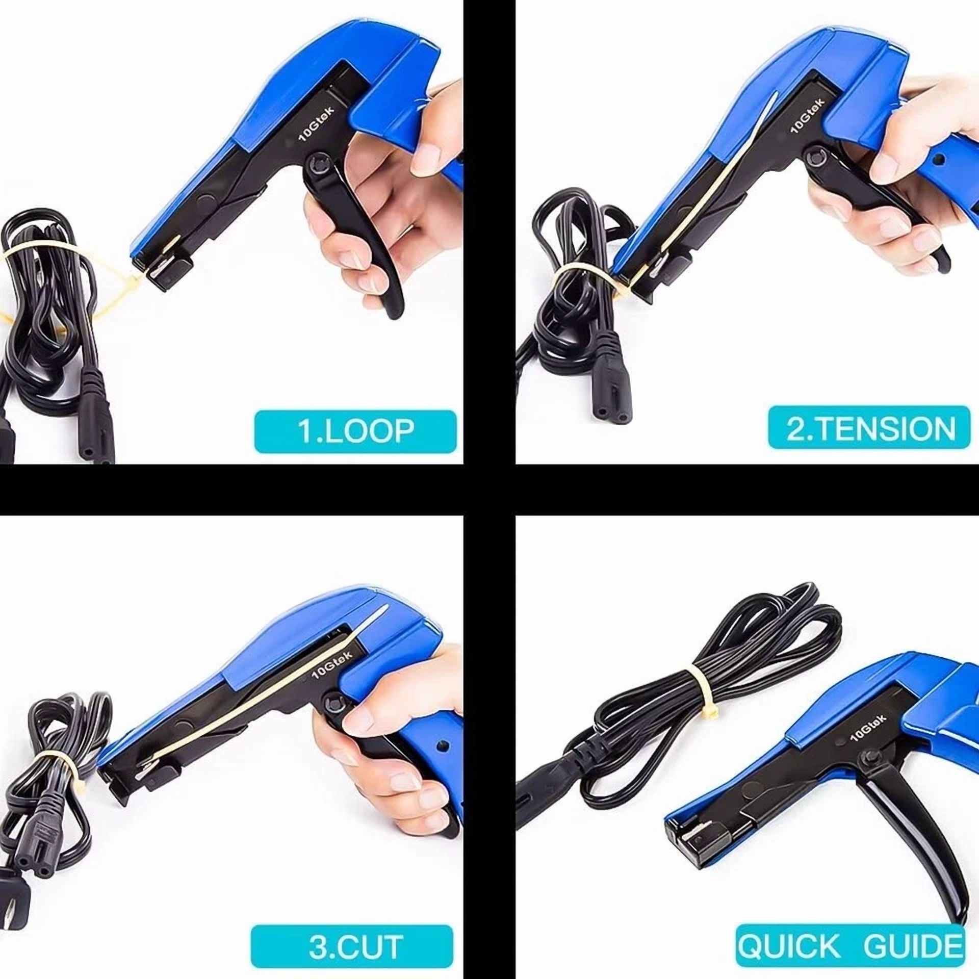 CIRCLE- Industrial Zip Tie Gun Tension Fastening Tool: 1 Motion Tie & Cut Off Cable Ties