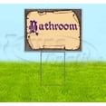 thumbnail image 1 of Medieval Fair Bathroom Purple Scroll (18" x 24") Yard Sign, Includes Metal Step Stake, 1 of 6