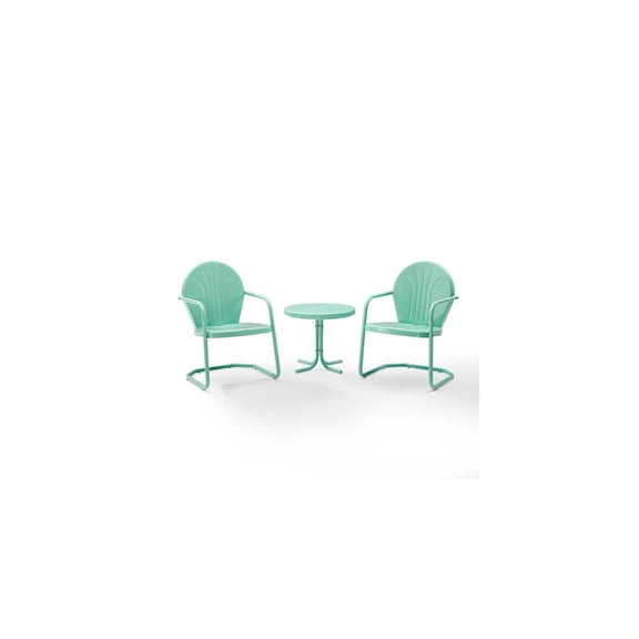 Outdoor Metal Chair Set - 3 Piece Patio Furniture - White Retro Design