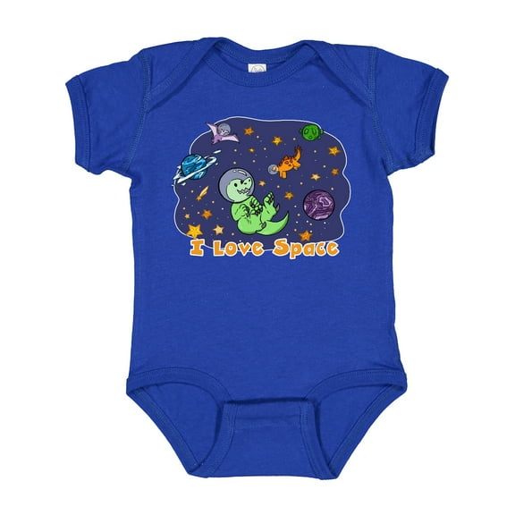 Inktastic I Love Space Cute Dinos and Planets Boys or Girls Baby Bodysuit