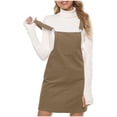 thumbnail image 4 of Lovskoo Women's Cute Corduroy Overall Bib Dress Pinafore Buckle Suspender Skirt Jumper Dress with Pockets Khaki 2XL, 4 of 7