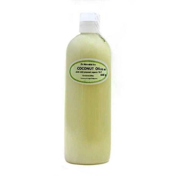 Dr. Adorable - 100% Pure Coconut 76 F Oil Organic Cold Pressed Refined Moisturizing Oil For Face Skin Hair - 16 oz
