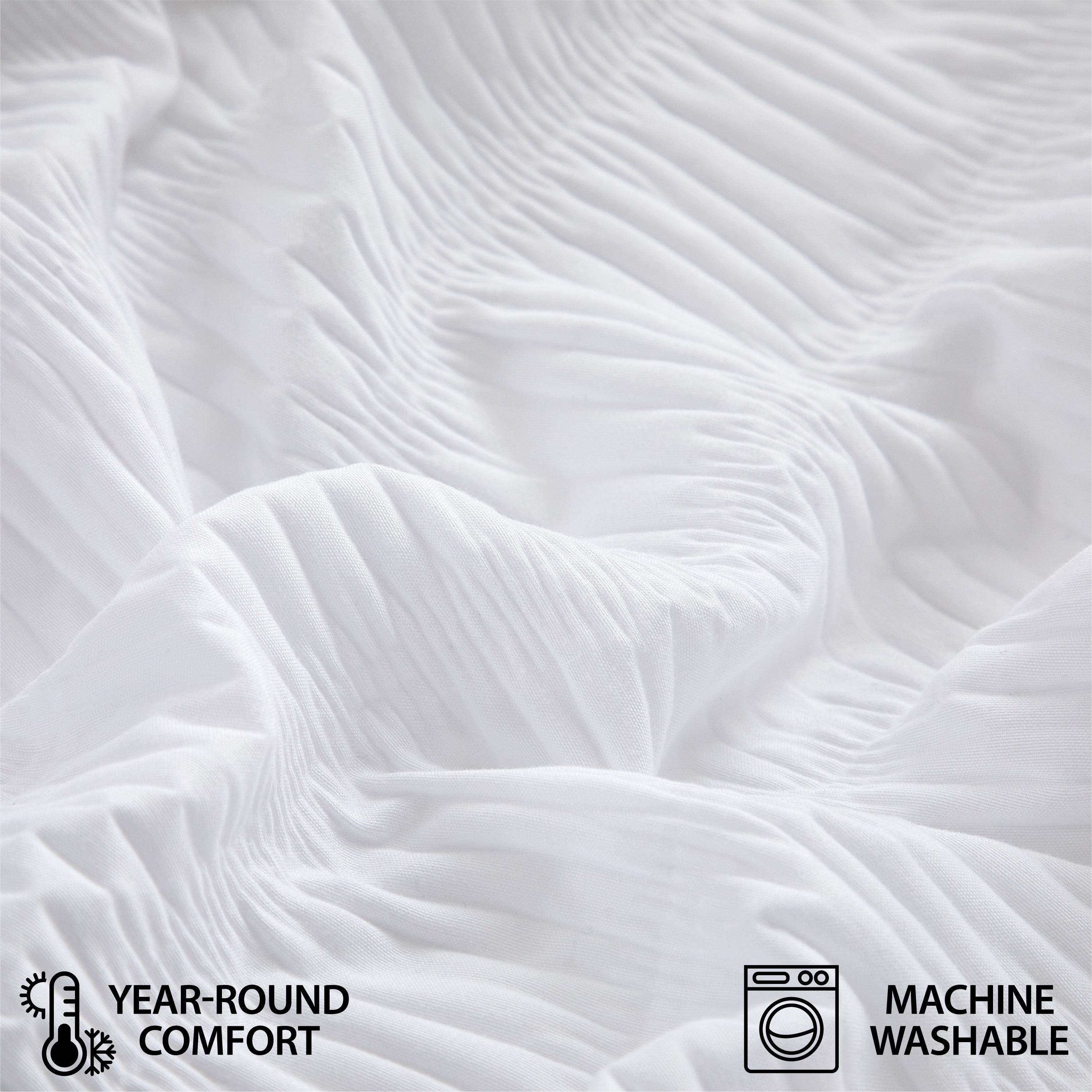 Style House White Crinkle Comforter for Teens Adults Seniors, King