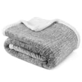 thumbnail image 1 of PAVILIA Melange Manta Sherpa gris claro para sofá, cálida, suave y acogedora, reversible, sofá cama, felpa gruesa, manta grande de forro polar para coche, decoración de la habitación del hogar, regalo, 1 of 9