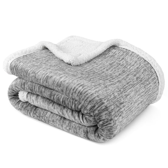 PAVILIA Melange Manta Sherpa gris claro para sofá, cálida, suave y acogedora, reversible, sofá cama, felpa gruesa, manta grande de forro polar para coche, decoración de la habitación del hogar, regalo