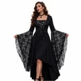 thumbnail image 5 of Witch Costume Women Halloween Costumes 2026 Bat Sleeve Dress Vampire Renaissance Medieval Adult Gothic Dresses Vermilion 3XL, 5 of 7
