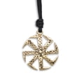 thumbnail image 3 of Viking Kolovrat Amulet Slovic Handmade Brass Necklace Pendant Jewelry With Cotton Cord, 3 of 3