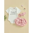 Newborn Baby Girls Summer Outfit Sets Short Sleeve Daddy's Girl Rompers