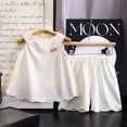 thumbnail image 2 of CPNG Toddler Baby Girls Clothes Summer Breathable Eyelet Sleeveless Ruffle Tops Shorts Set Fashionable Casual Suit(Beige,6-12 Months), 2 of 9