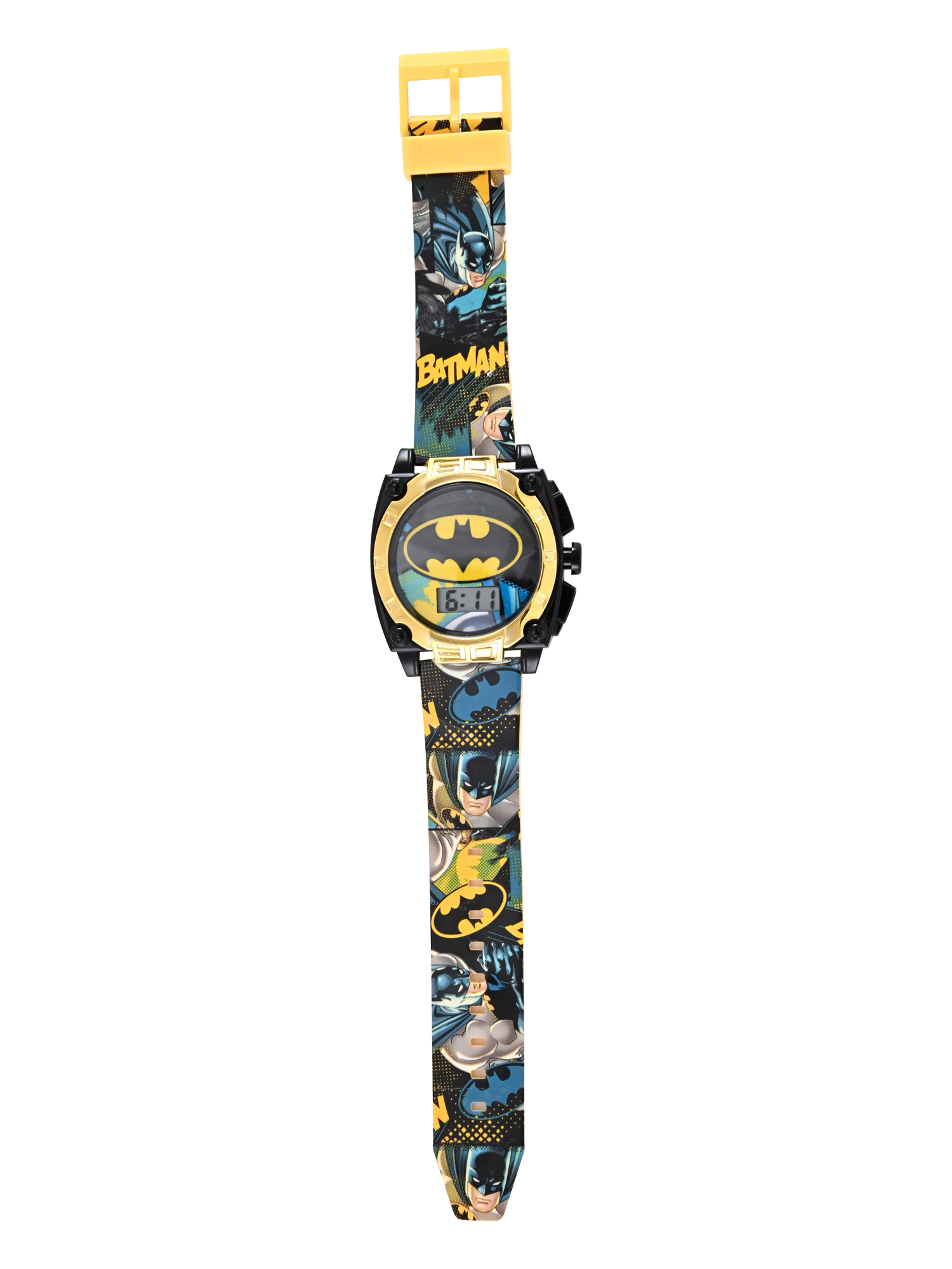 DC Comis Batman Boys Printed Iconic Silicone Strap Watch with Black Case; BAT7070WM