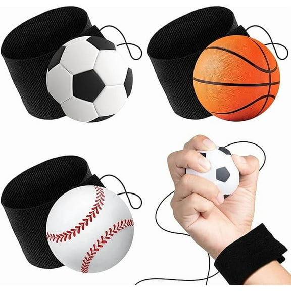 Artcreativity Rebound Balls for Kids — Foam Wrist‑String Bounce Balls, 3‑Piece Set, 3 Years, Party Favors, Outdoor Sports Toy