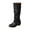 Black, variant on Brown Women'S Knee High Boots Round Toe Chunky Low Heel Patchwork Detail Casual Footwear Suitable For Spring Fall Daily Walking And Outdoor Wear Size 43