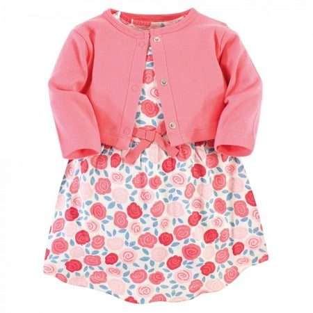 UPC: 0660168677409 | Touched by Nature Baby and Toddler Girl Organic Cotton Dress and Cardigan 2pc Set  Rosebud  18-24 Months