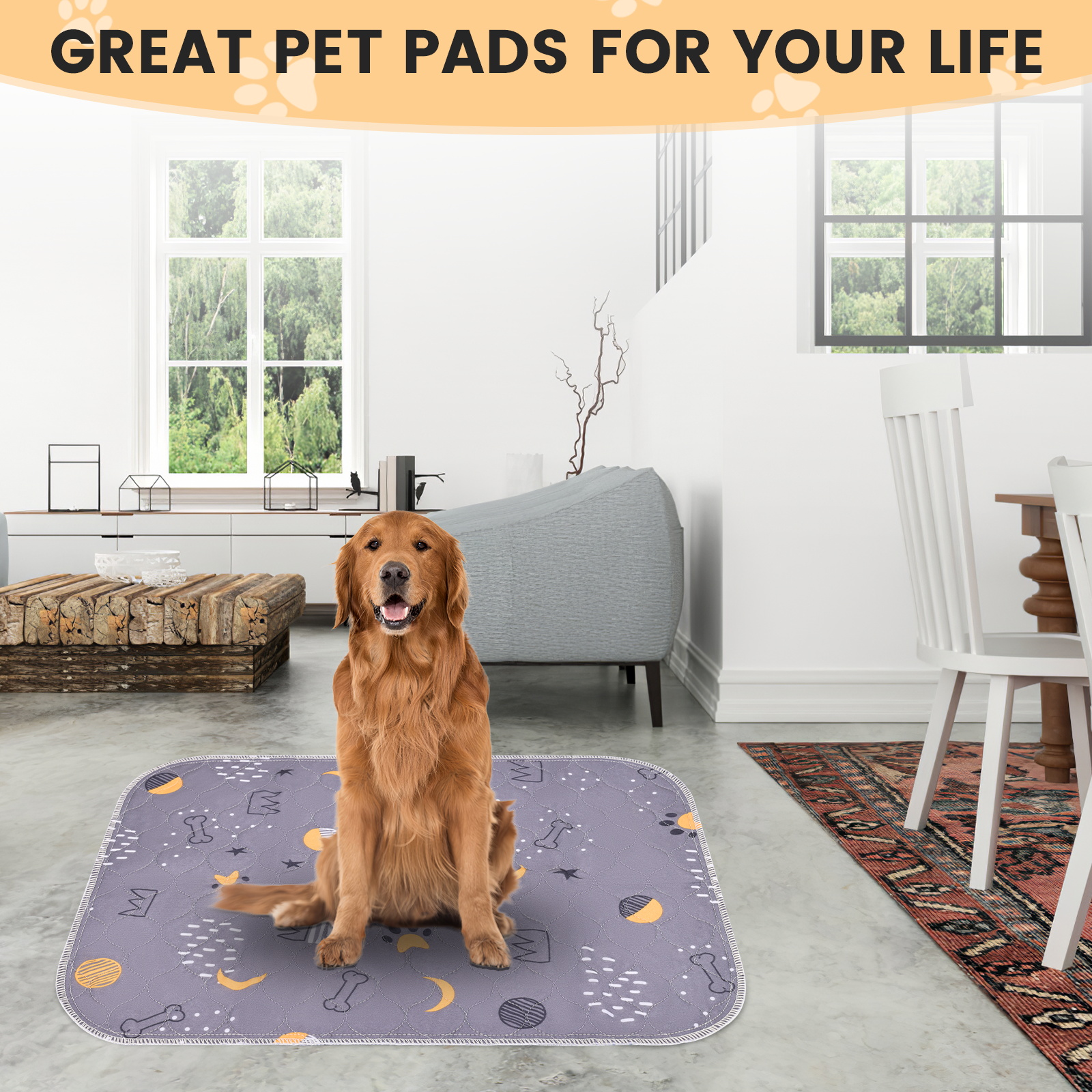UPSKY Reusable Dog Pee Pads, 2 Pack, 34x36 Inches photo 7