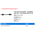thumbnail image 2 of Front CV Axle Assembly - Compatible with 1992 - 1997 Subaru SVX 3.3L H6 1993 1994 1995 1996, 2 of 2