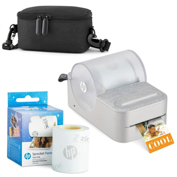 Impresora HP Sprocket Panorama Instant Portable gris con funda