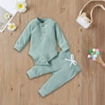 thumbnail image 3 of LMTODLFG Baby Girl Clothes Baby Girl Boy Fall Clothes 3 6 12 18 24 Months Outfits Long Sleeve Knitted Cotton Romper Pants Winter Sets Short Set 3-6 Months, 3 of 5