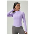 thumbnail image 2 of Women Tight Yoga Zipper Jacket Sports Long Sleeve Quick Dry Running Fitness Tops, 2 of 4