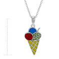 thumbnail image 4 of Women's Finecraft Ice Cream Cone Pendant Necklace with Crystals in Sterling Silver, 18", 4 of 4