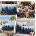 thumbnail image 5 of Forest Blue Ombre Outdoor Waterproof Pillow Covers, Spring Watercolor Tree Decorative Square Throw Pillowcase Sofa Cushion Sham for Patio/Couch/Chair, 24"x24" 2 Pack, 5 of 8