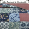 thumbnail image 4 of Cozy Line Country Blue Rose Floral Paisley Garden Cotton 3 Piece Patchwork Quilt Bedding Set, 4 of 7