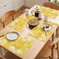 thumbnail image 5 of Tropical Palm Tree Placemats Set of 6 Yellow White Plants Coastal Leaf Beach Place Mats Indoor Wipeable Table Mats Washable Cloth Dining Table Placemats for Kitchen Holiday Party Decor 13x19 Inch, 5 of 9
